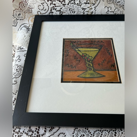 Martini glass print by Carolyn Oltman matted and framed art 11 by 11 inches - Picture 3 of 12